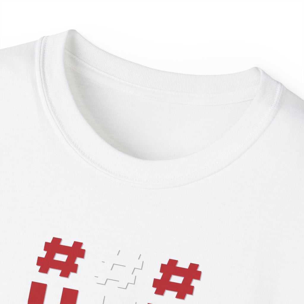Tripple Vertical '#UTFB' Graphic Tee — Red & White Minimalist Design