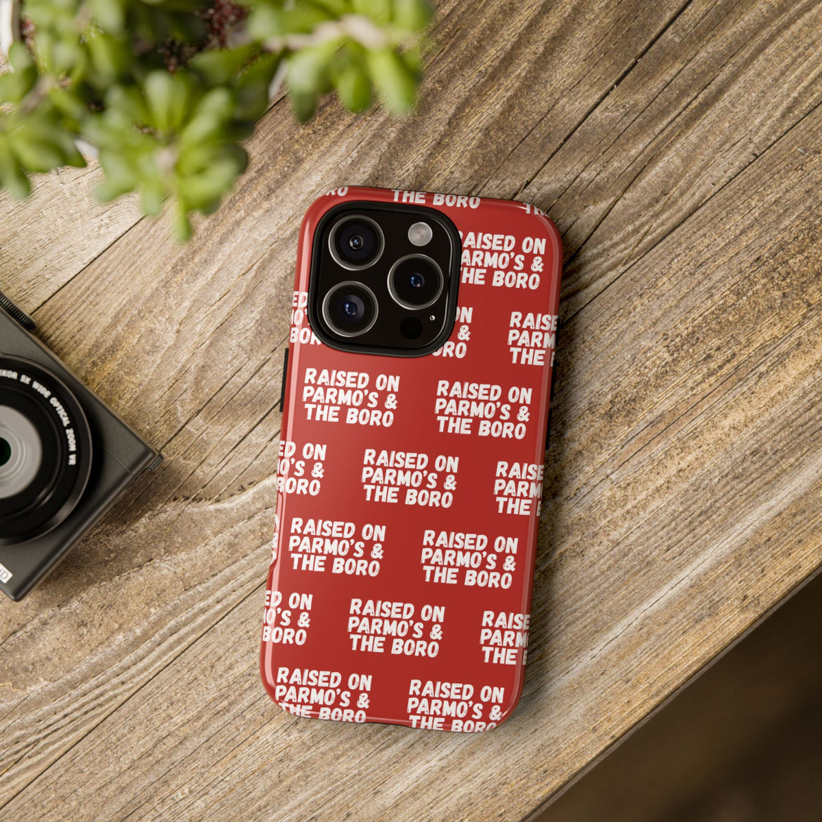 "RAISED ON PARMO'S AND THE BORO" Phone Case — Red Pattern Tough Case