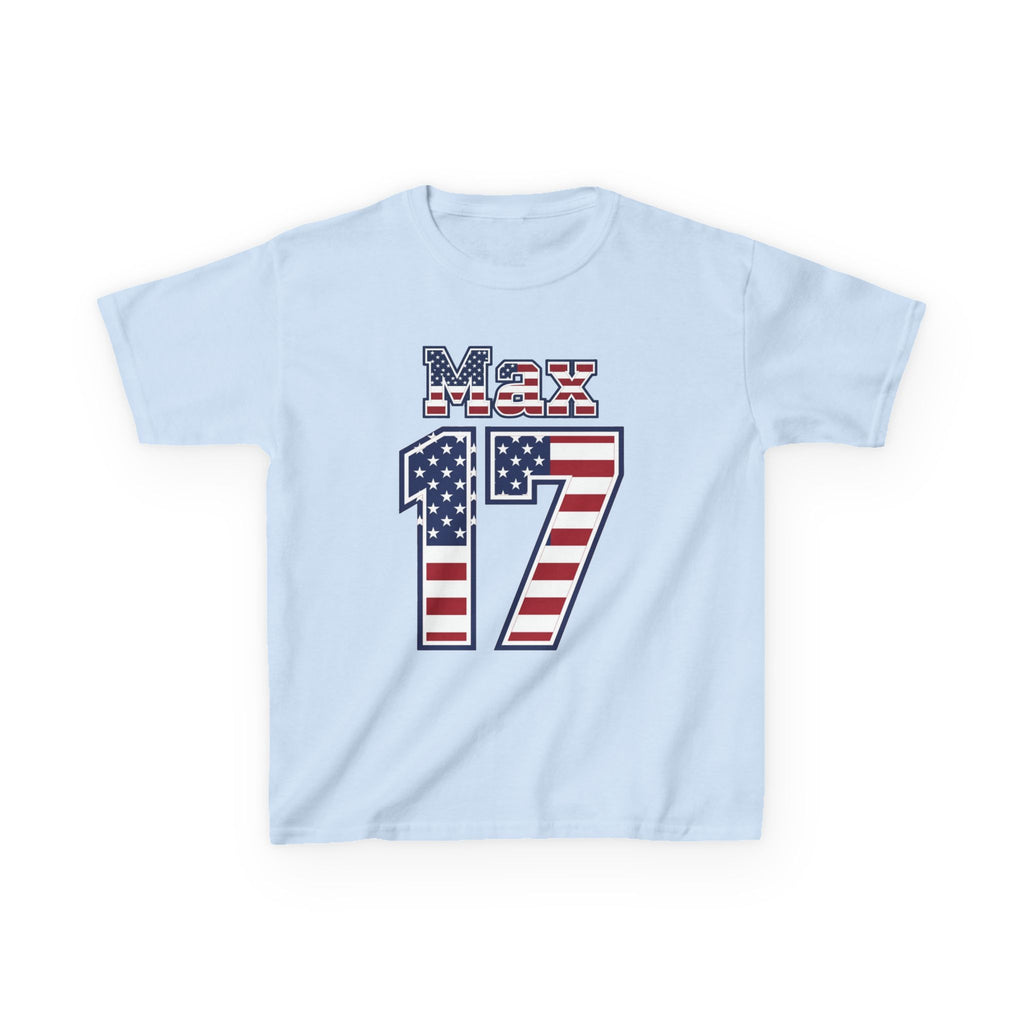 Kids Shirt 'Max 17' American Flag BORO Shirt, Max Arfsten is our Number 17 'Front print'