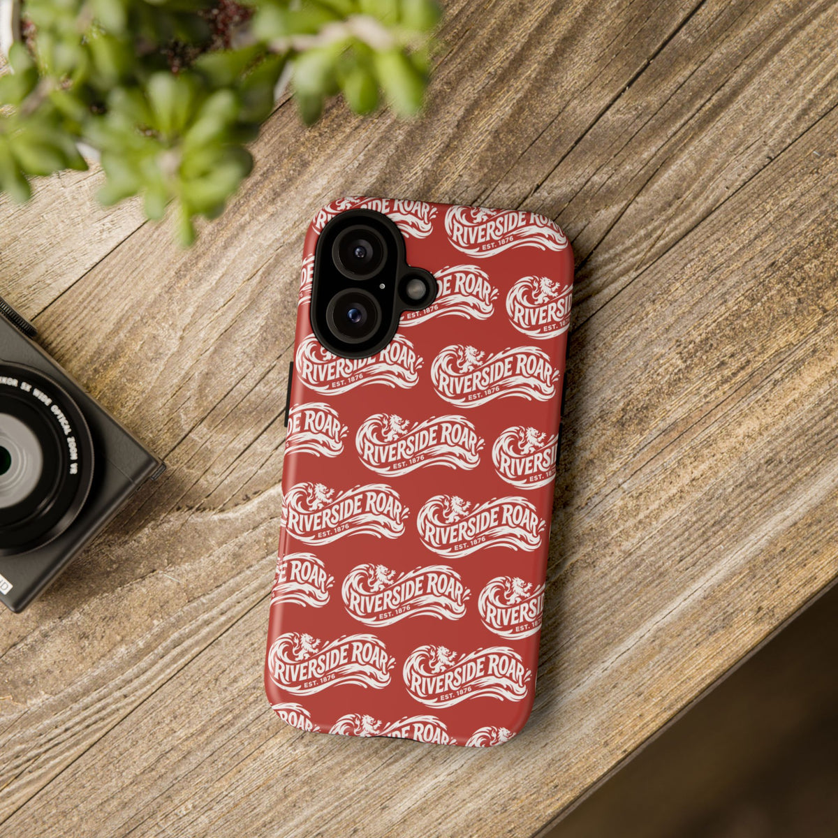 Riverside Roar Patterned Tough Case (White on Red) iPhone & Samsung