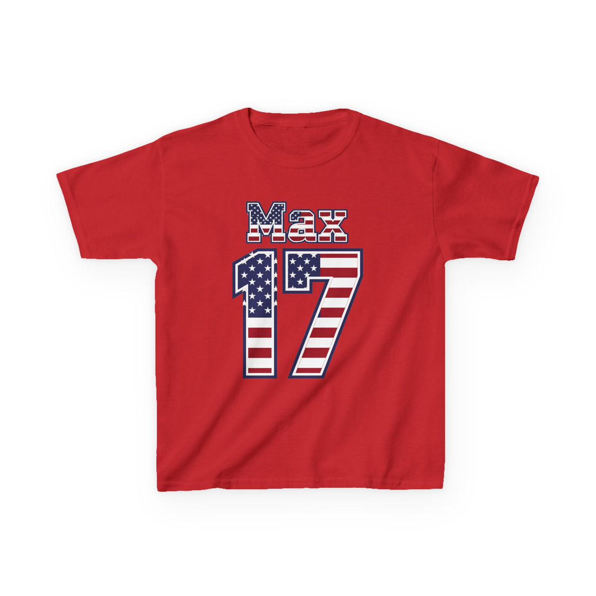 Kids Shirt 'Max 17' American Flag BORO Shirt, Max Arfsten is our Number 17 'Front print'