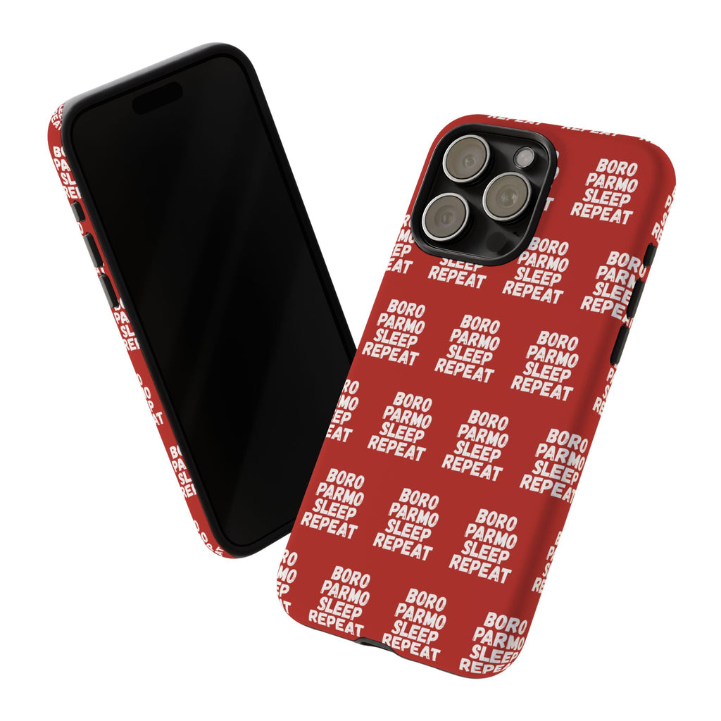 "BORO PARMO SLEEP REPEAT" Phone Case — Red Pattern Tough Case