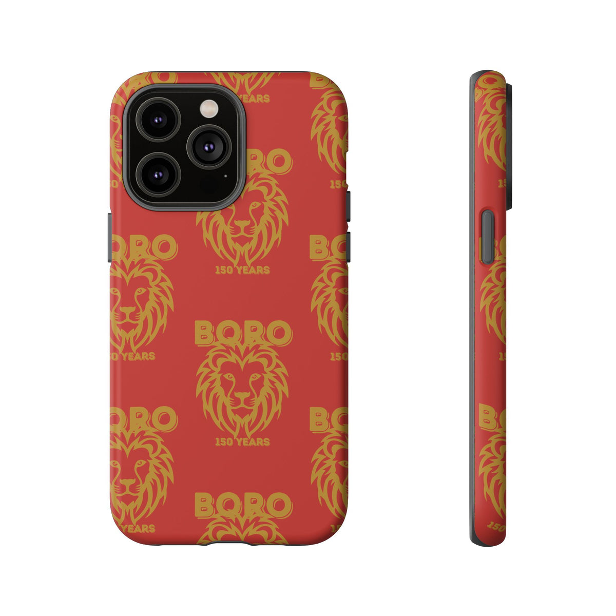 BORO Gold on red Lion Head Phone Case — Red 150 years Pattern Protective Case