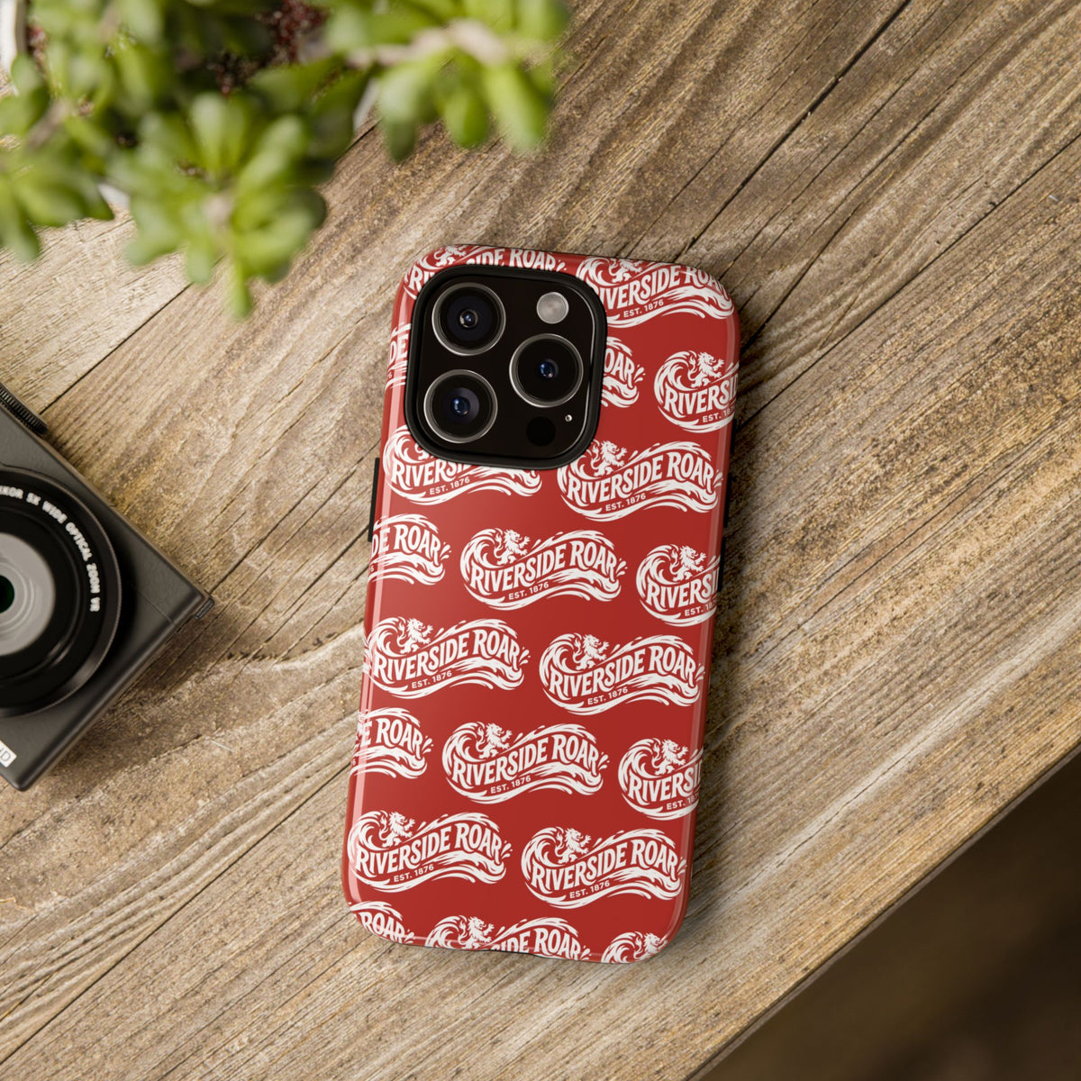 Riverside Roar Patterned Tough Case (White on Red) iPhone & Samsung