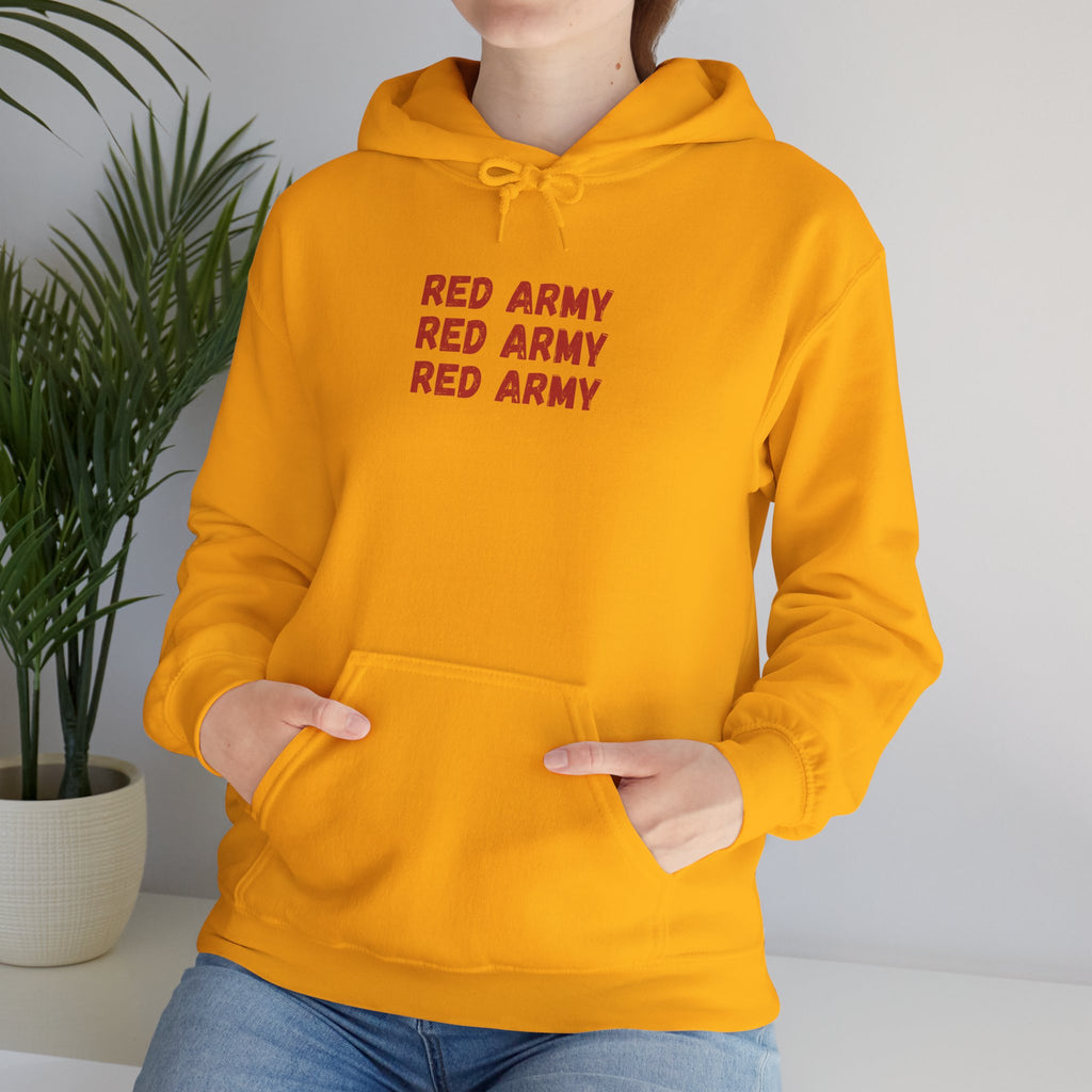 Red Army Repeating Text Hoodie — #UTB BORO STYLE 'front print only'