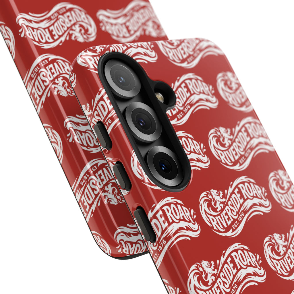 Riverside Roar Patterned Tough Case (White on Red) iPhone & Samsung