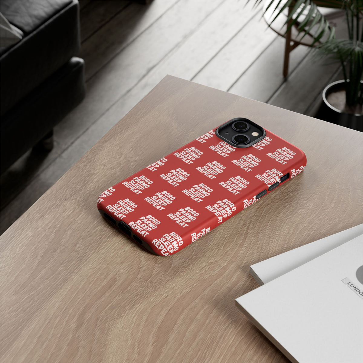 "BORO PARMO SLEEP REPEAT" Phone Case — Red Pattern Tough Case
