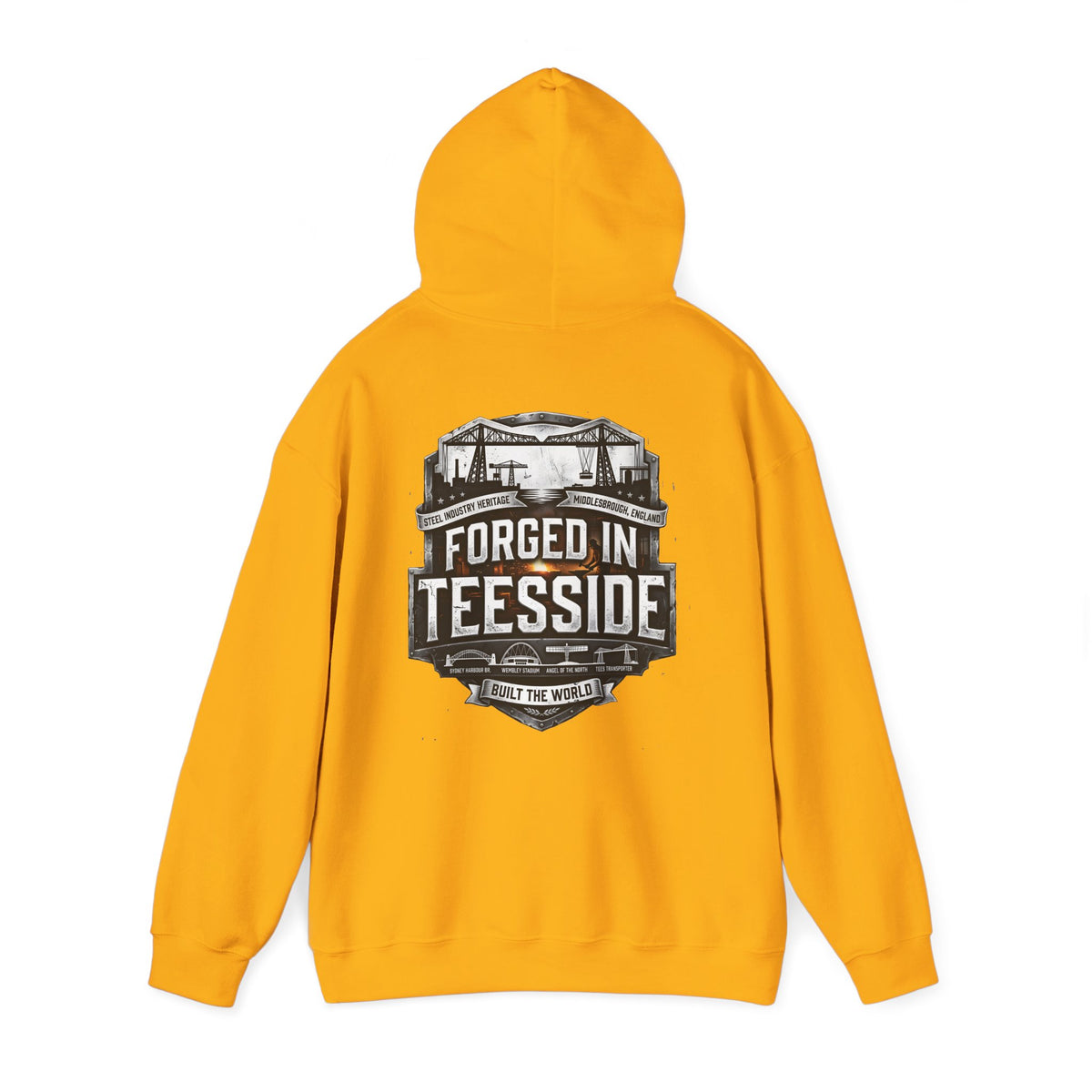 Forged in Teesside Hoodie — Industrial Teesside Pride Sweatshirt 'back print'
