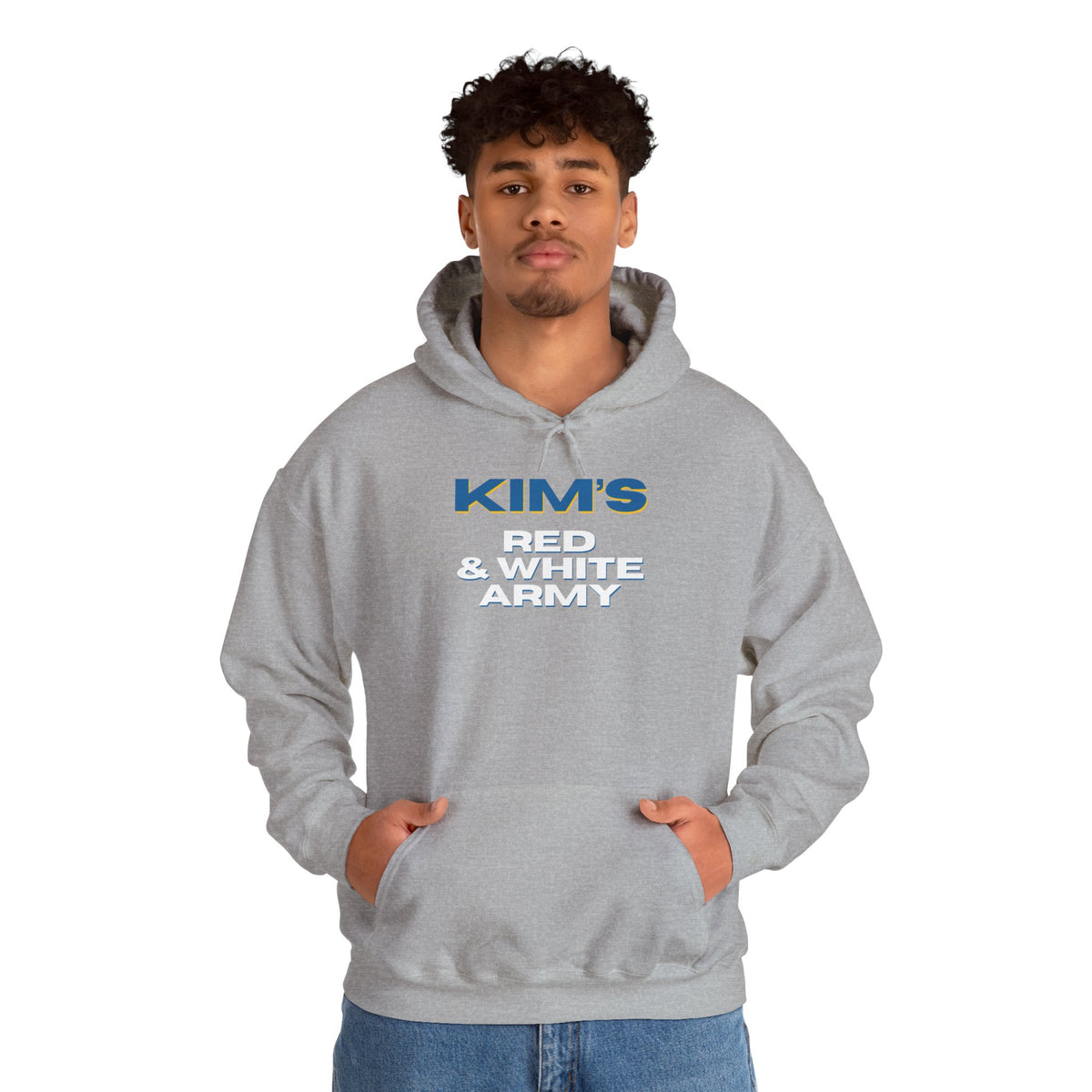 Kim's Red & White Army Hoodie 'front print' only.