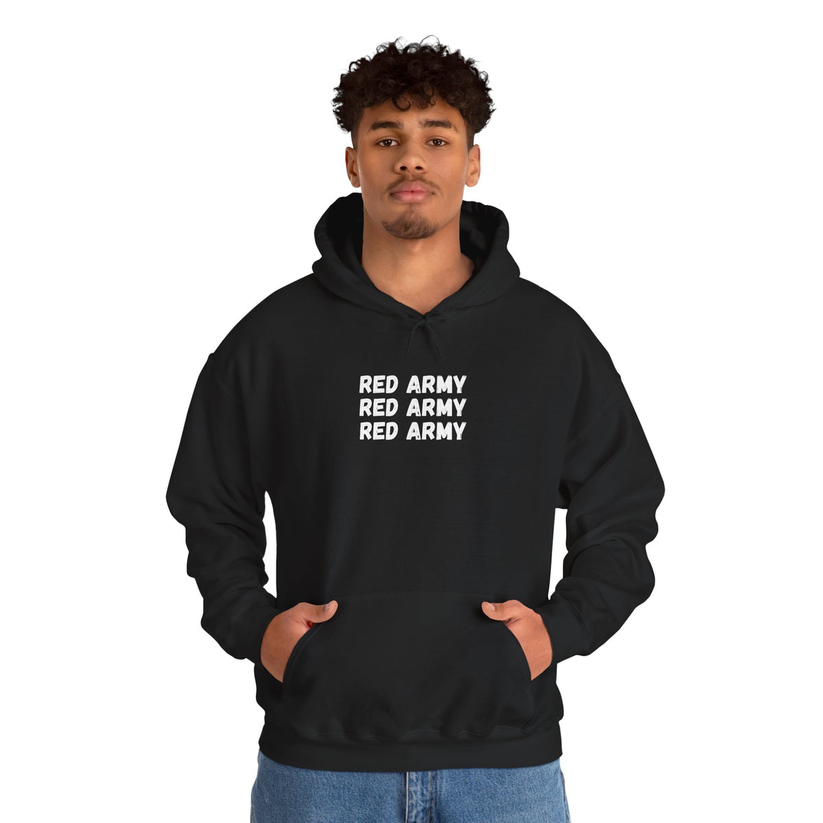 Red Army Repeating Text Hoodie — #UTB BORO STYLE 'front print only'