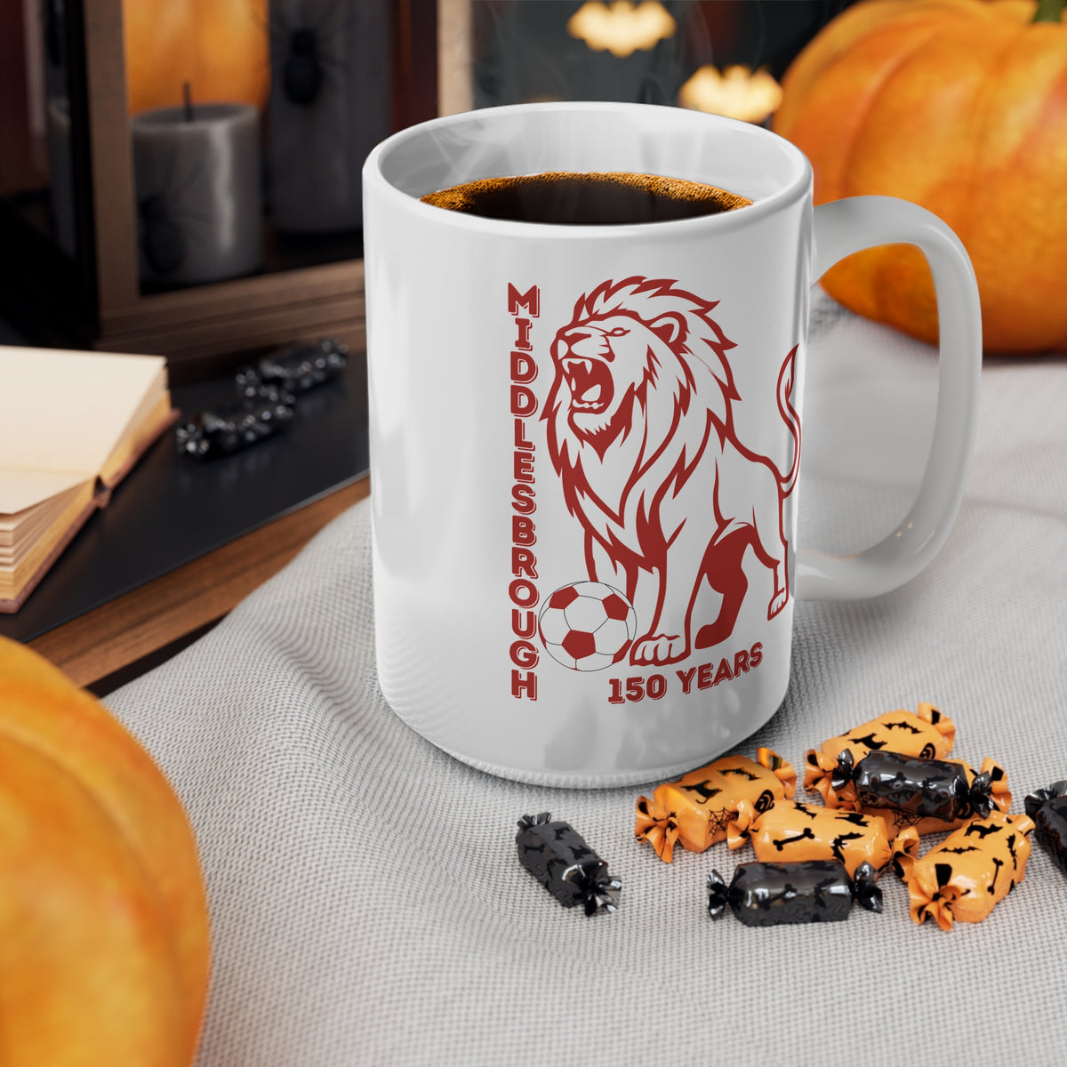 Middlesbrough 150 Years Lion Football Ceramic Mug — 11oz & 15oz Commemorative Coffee Cup