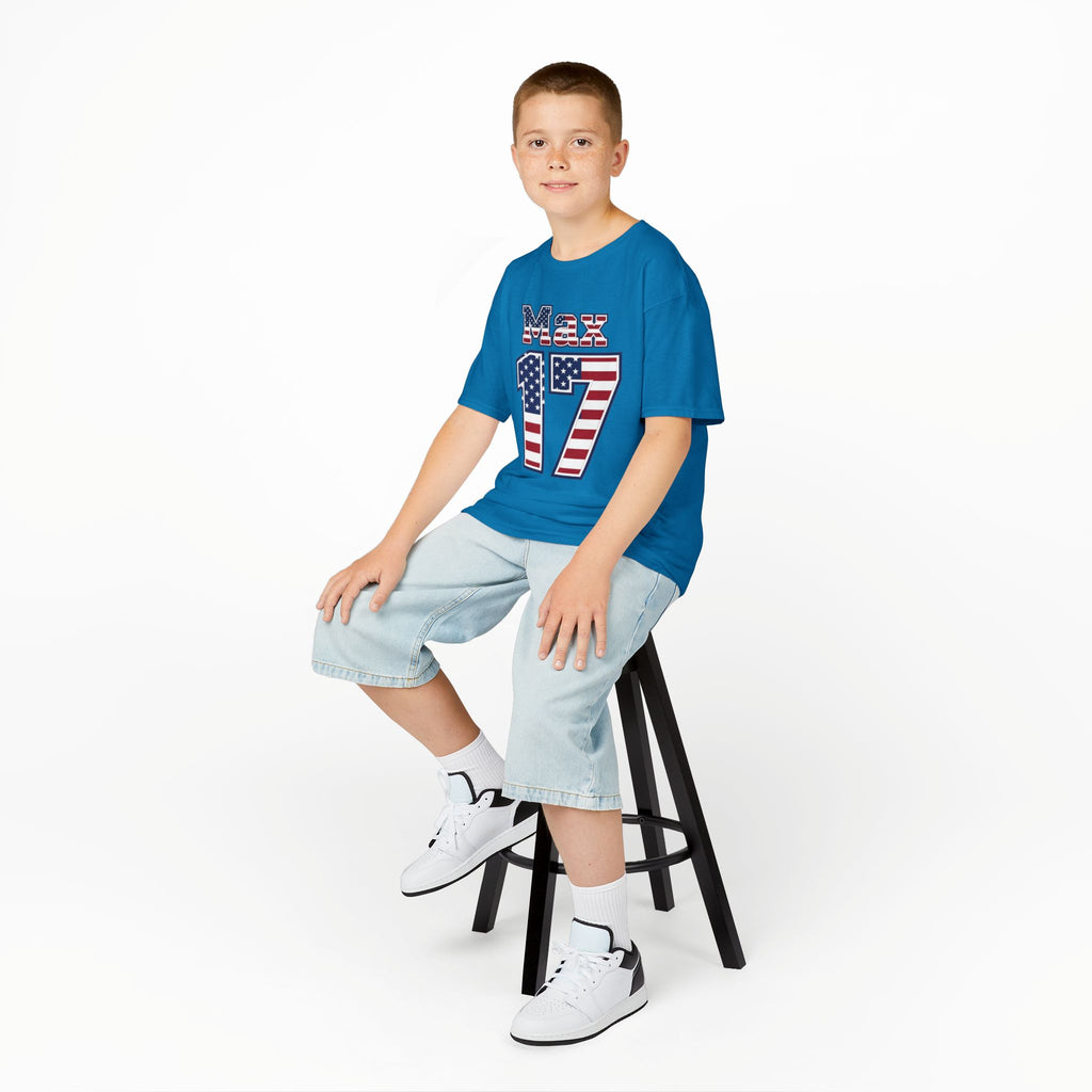 Kids Shirt 'Max 17' American Flag BORO Shirt, Max Arfsten is our Number 17 'Front print'