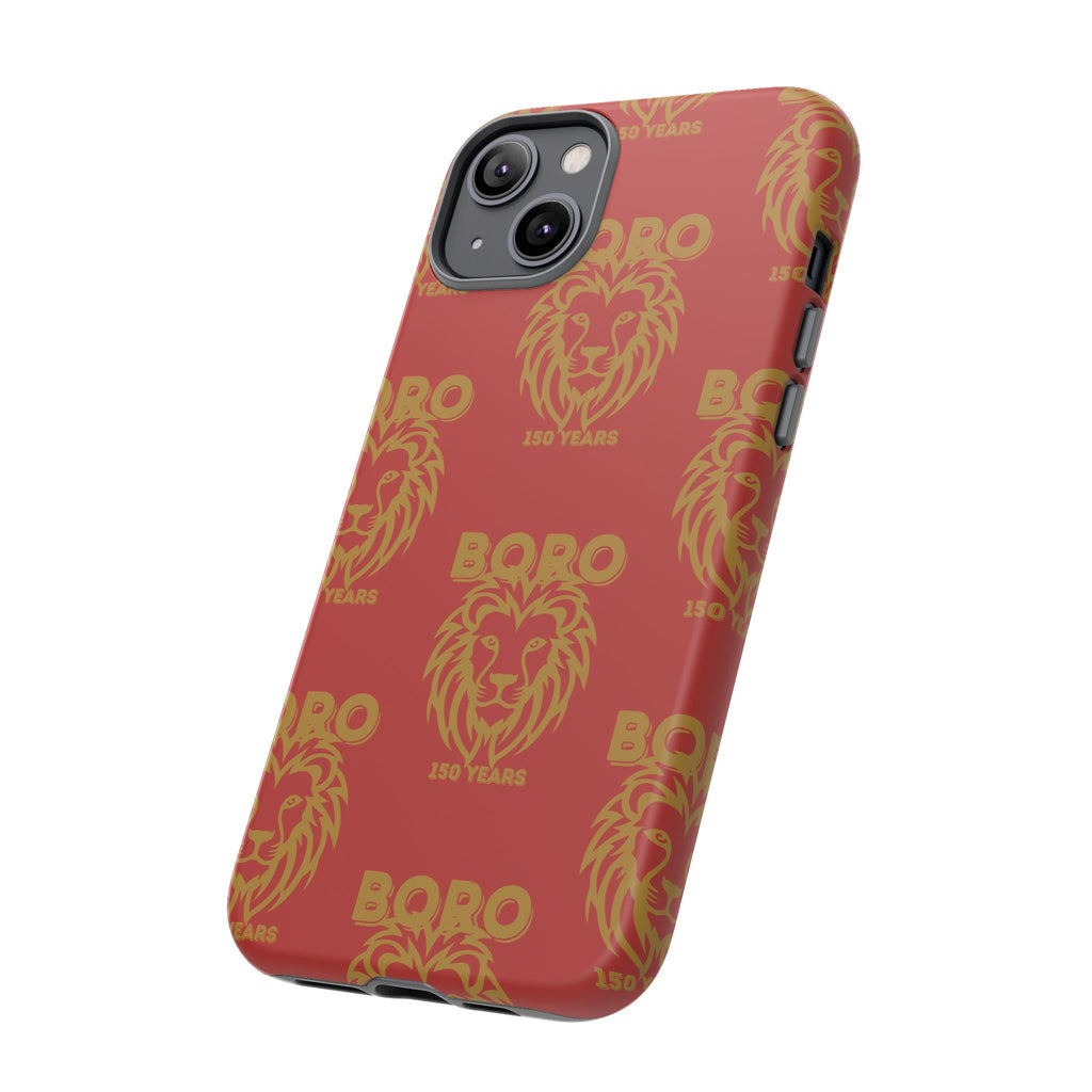 BORO Gold on red Lion Head Phone Case — Red 150 years Pattern Protective Case