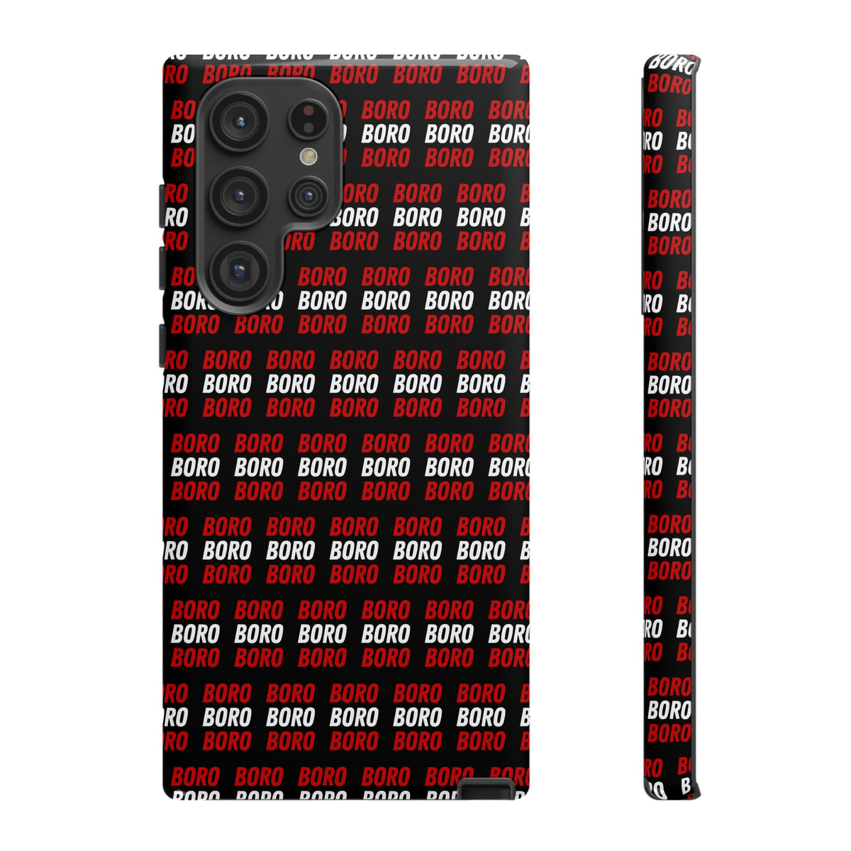 BORO BORO BORO Pattern Phone Case — Bold Red & White Repeating Text Protective Cover