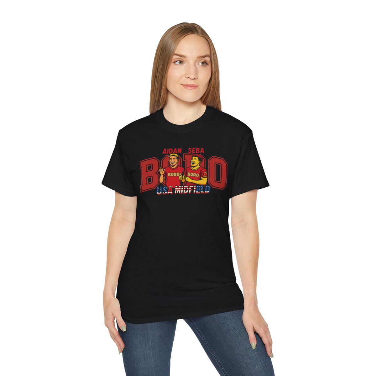 American Midfield — "Aidan & Seba, Boro's USA Midfield" Graphic T-Shirt