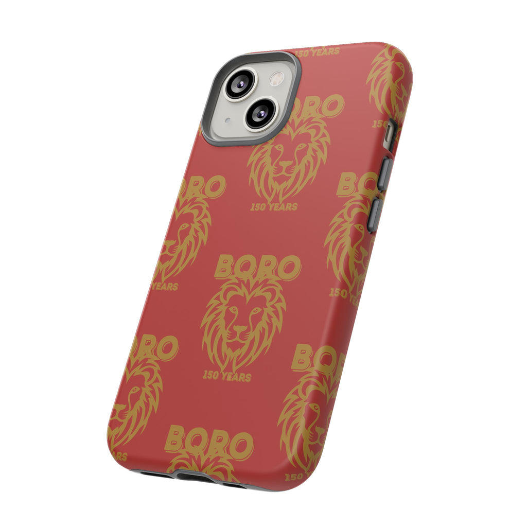 BORO Gold on red Lion Head Phone Case — Red 150 years Pattern Protective Case