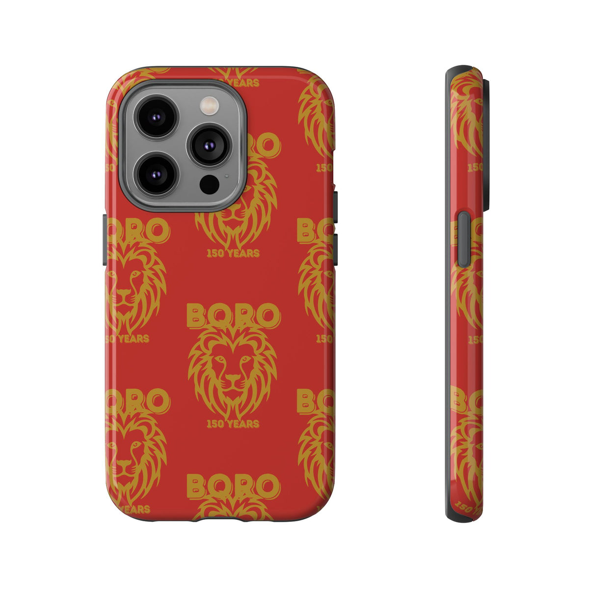BORO Gold on red Lion Head Phone Case — Red 150 years Pattern Protective Case