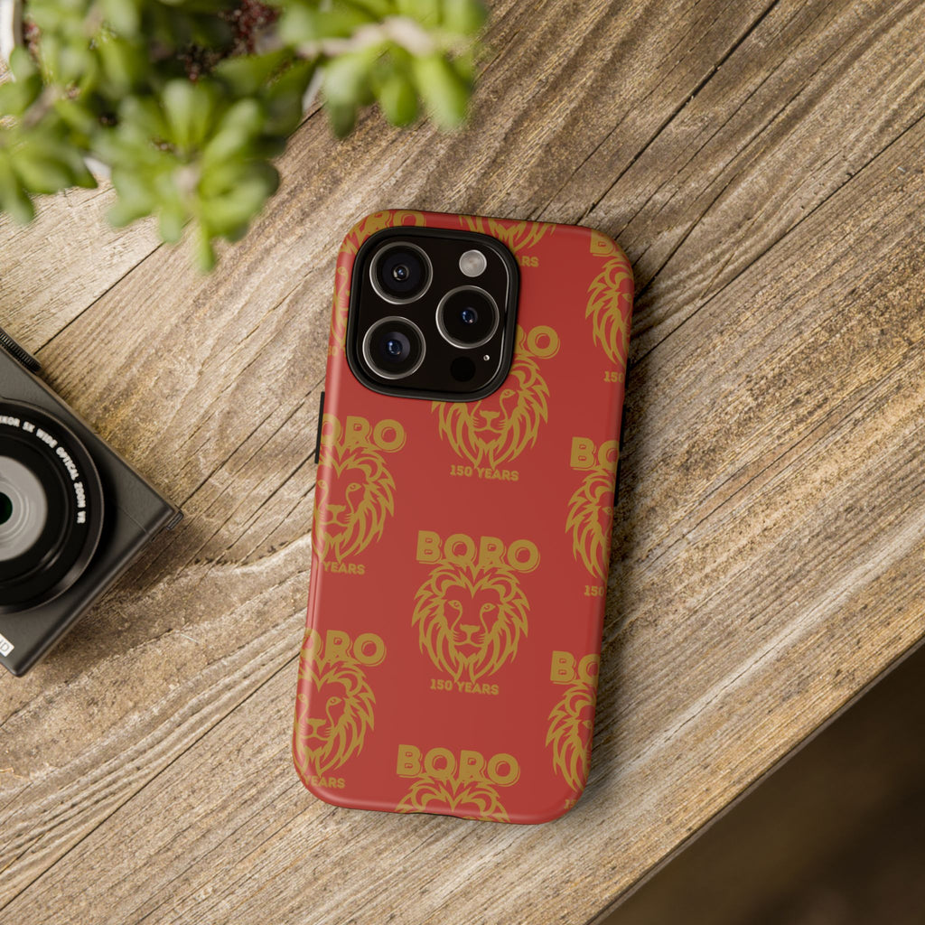 BORO Gold on red Lion Head Phone Case — Red 150 years Pattern Protective Case