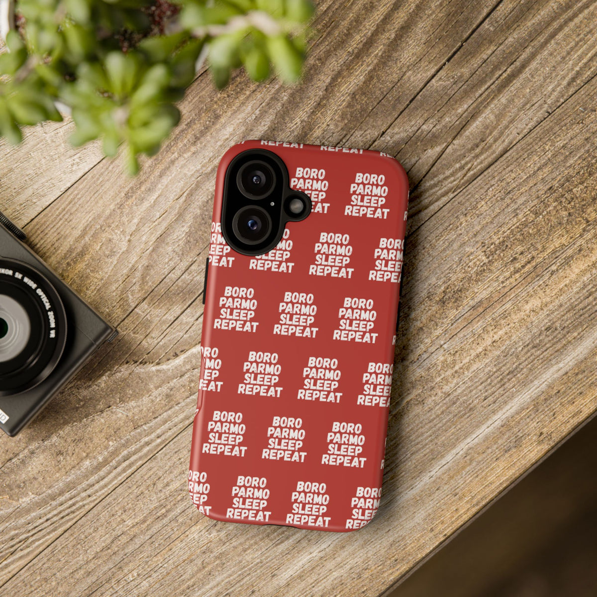 "BORO PARMO SLEEP REPEAT" Phone Case — Red Pattern Tough Case