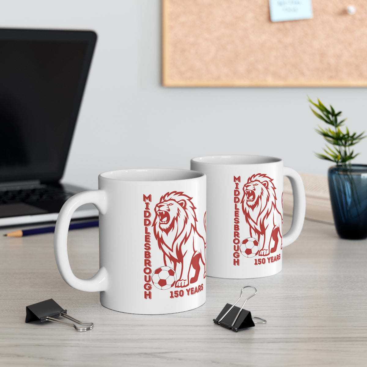 Middlesbrough 150 Years Lion Football Ceramic Mug — 11oz & 15oz Commemorative Coffee Cup