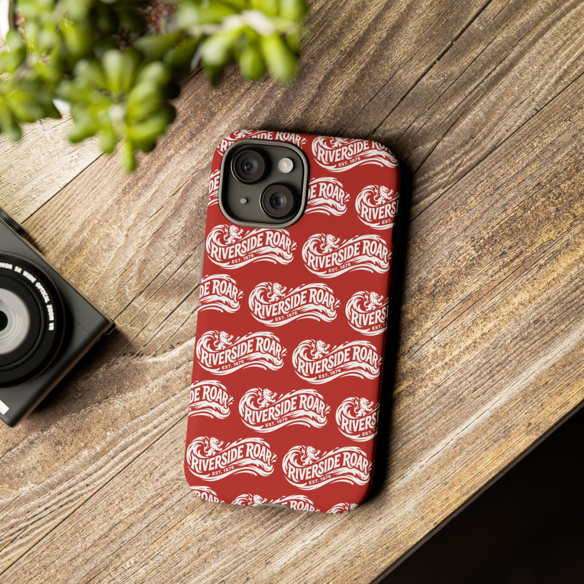 Riverside Roar Patterned Tough Case (White on Red) iPhone & Samsung