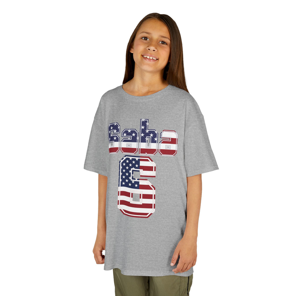 Kids Shirt 'Saba 6' American Flag BORO Shirt, Sabastian Berhalter is our Number 6 'Front print'