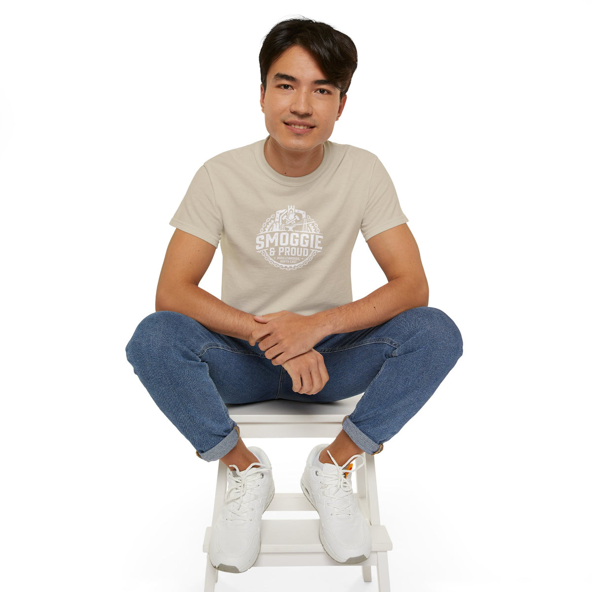 Smoggie & Proud T‑Shirt — Teesside Pride Tee chest graphic