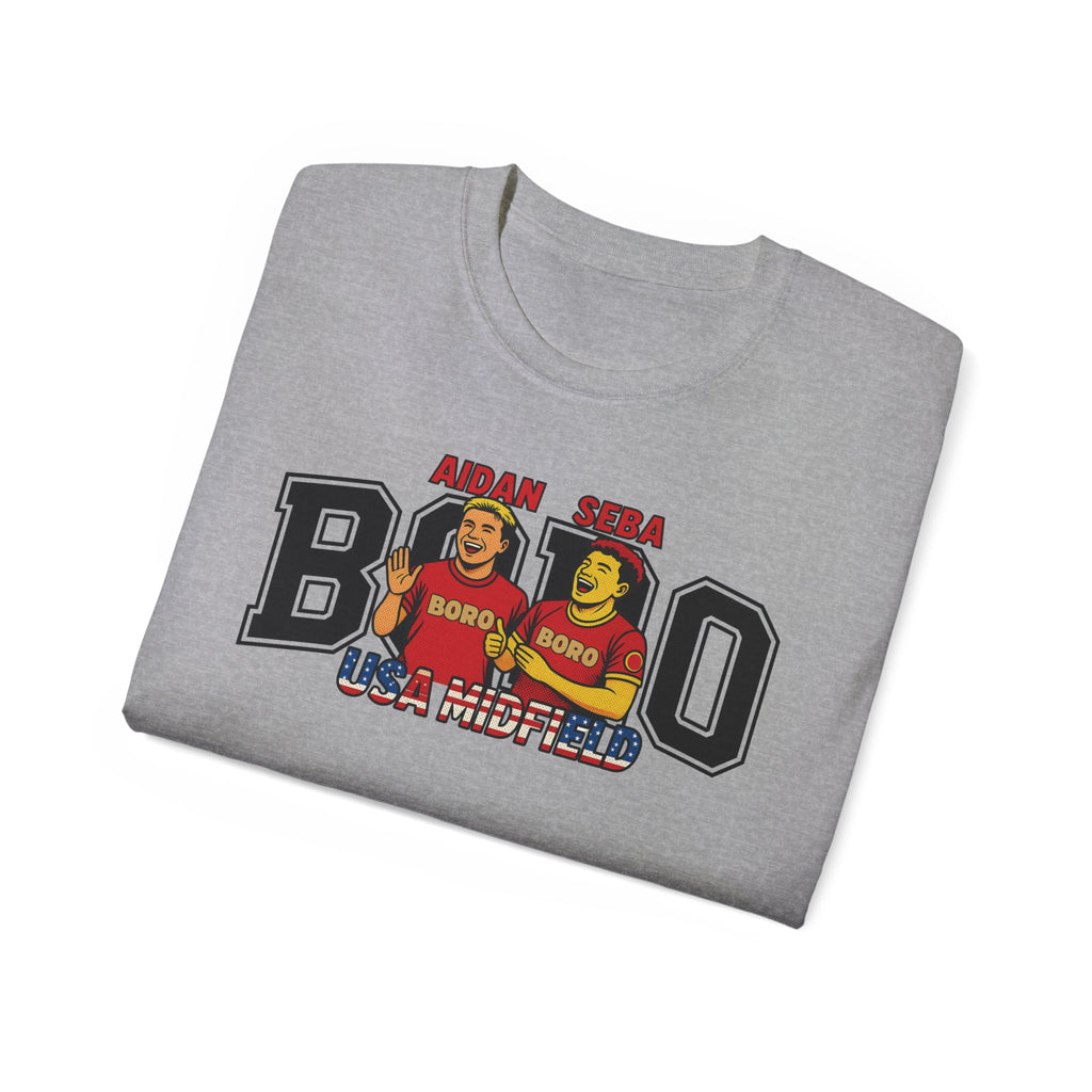 American Midfield — "Aidan & Seba, Boro's USA Midfield" Graphic T-Shirt