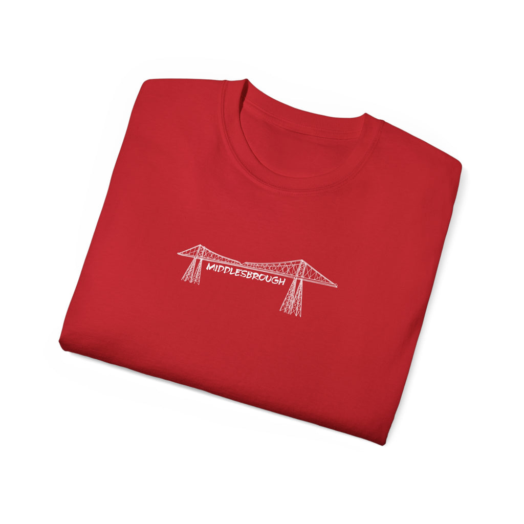 Transporter Bridge Sketch T‑Shirt — Minimalist Hand‑Drawn Middlesbrough Bridge Design