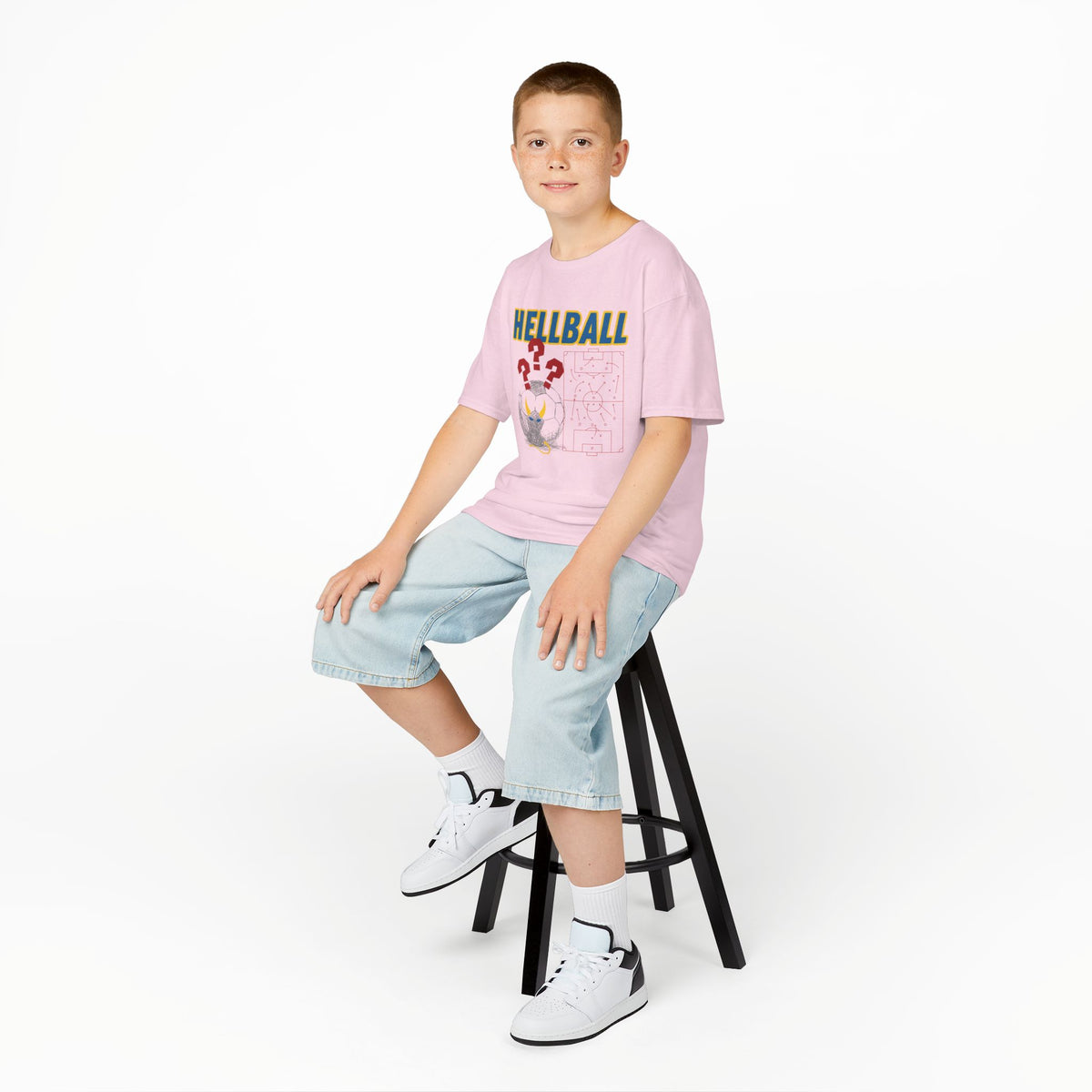 Kids T‑Shirt — "HELLBALL" Graphic Tee with Demon Ball and Game Plan