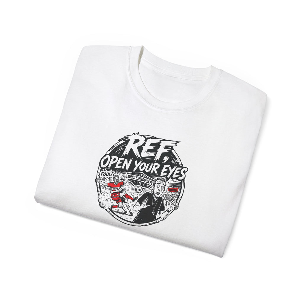 BORO T-Shirt — “Ref: Open Your Eyes” Graphic Tee (Comic-book Style Humour)