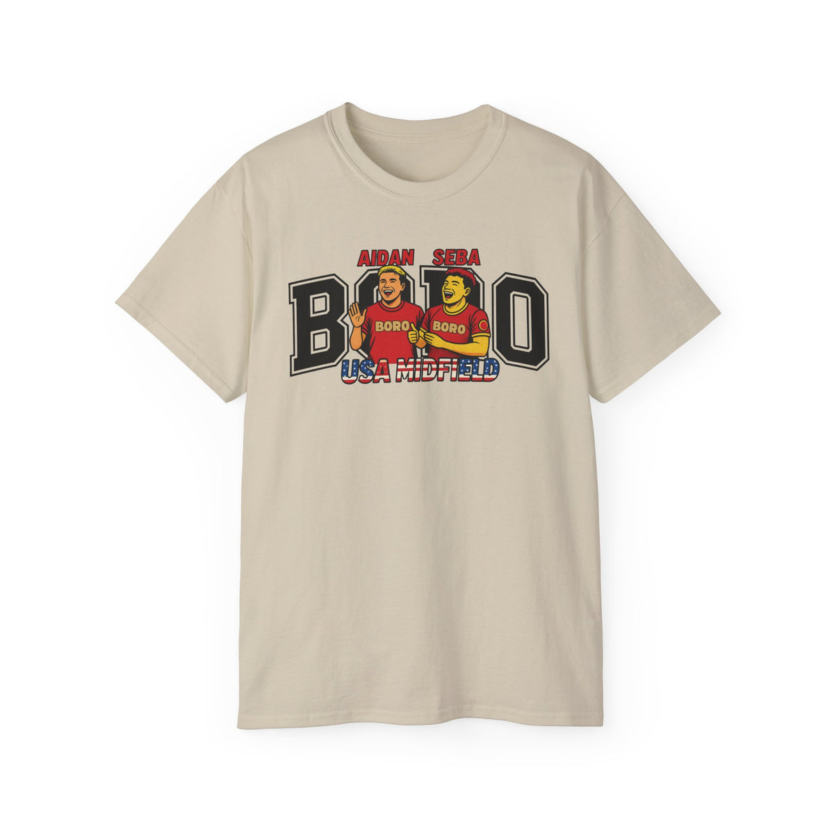 American Midfield — "Aidan & Seba, Boro's USA Midfield" Graphic T-Shirt