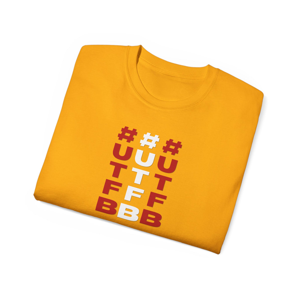 Tripple Vertical '#UTFB' Graphic Tee — Red & White Minimalist Design