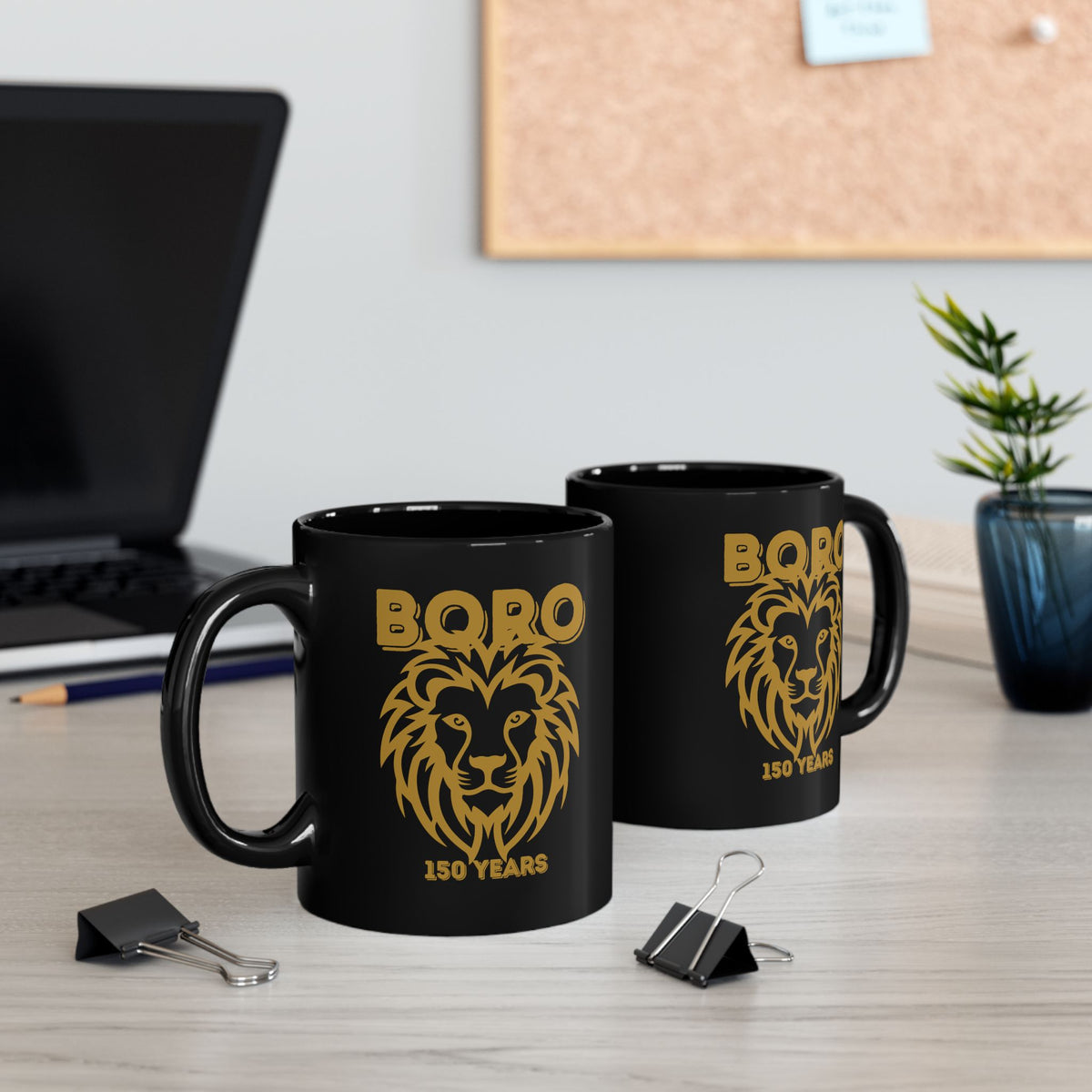 Boro Lion 150 Years Black Mug — Anniversary Commemorative Coffee Cup