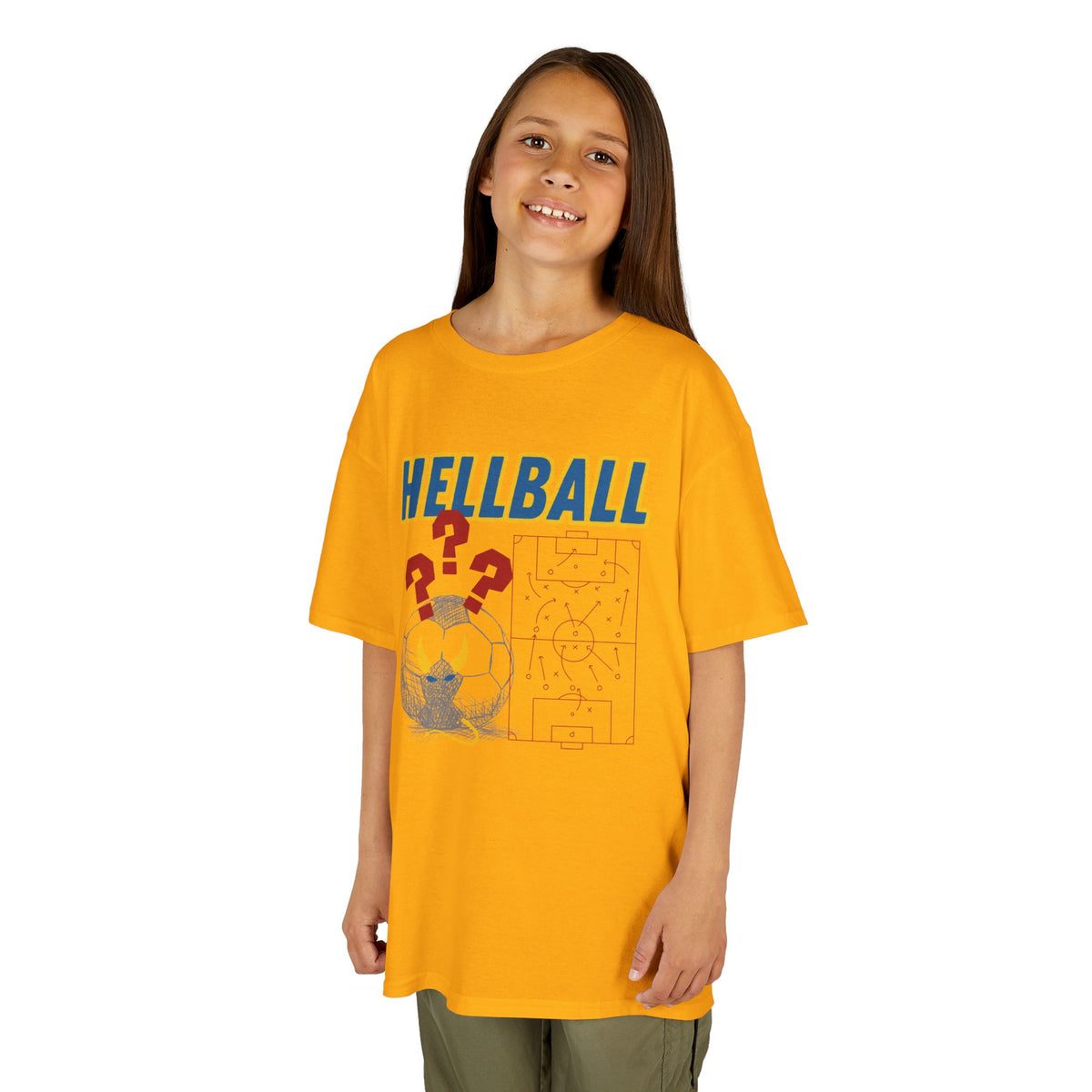 Kids T‑Shirt — "HELLBALL" Graphic Tee with Demon Ball and Game Plan