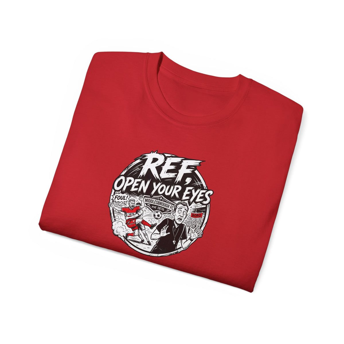 BORO T-Shirt — “Ref: Open Your Eyes” Graphic Tee (Comic-book Style Humour)