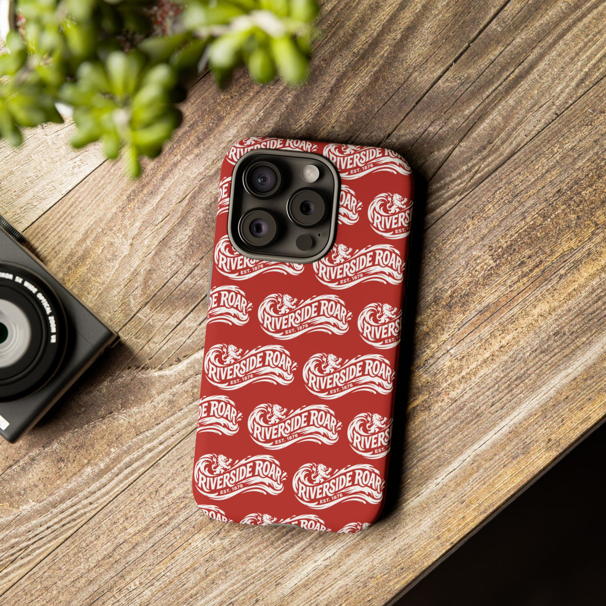 Riverside Roar Patterned Tough Case (White on Red) iPhone & Samsung