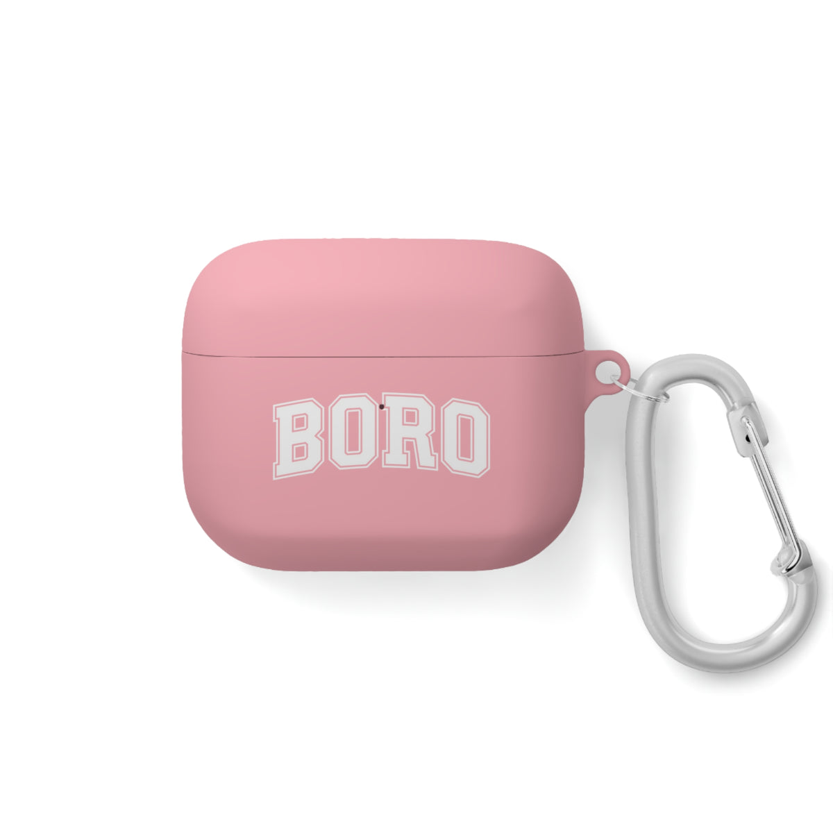BORO Collegiate AirPods Case Cover — Black Silicone with Carabiner