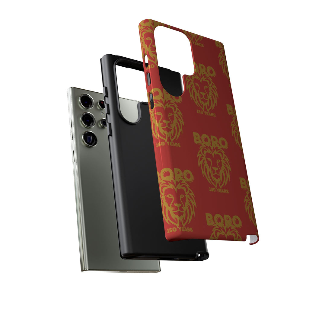 BORO Gold on red Lion Head Phone Case — Red 150 years Pattern Protective Case