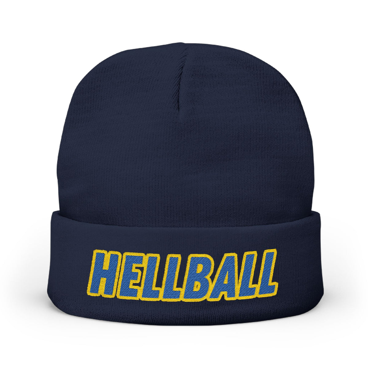 BORO Embroidered "HELLBALL" Knit Beanie - Bold Lettering Winter Hat