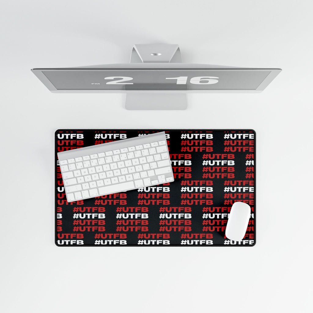 BORO Desk Mat — Black & Red #UTFB Pattern Gaming/Work Desk Pad