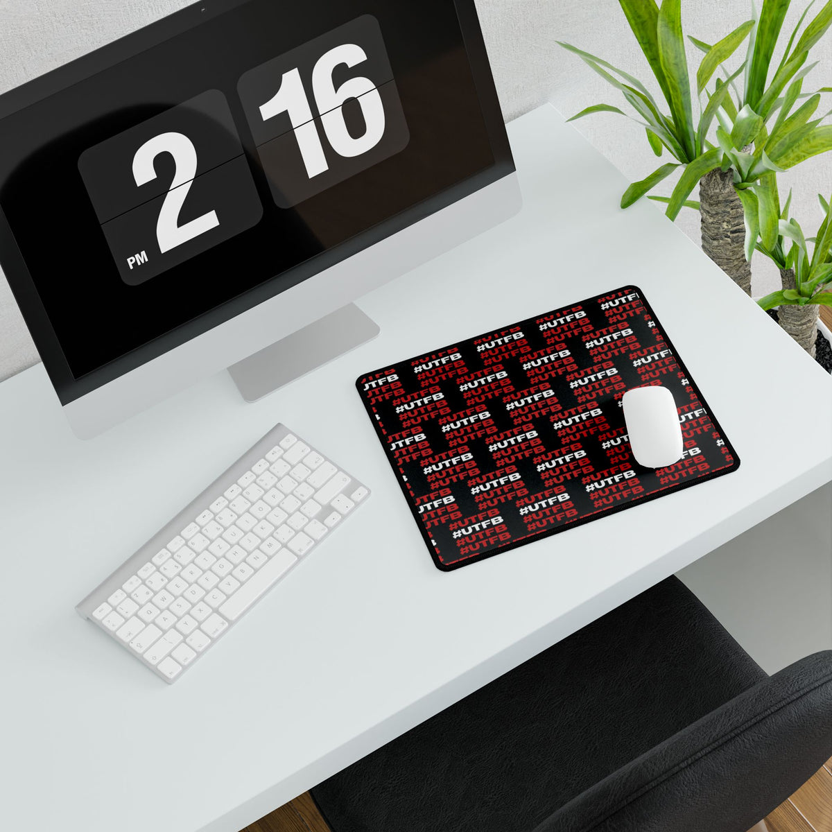 BORO Desk Mat — Black & Red #UTFB Pattern Gaming/Work Desk Pad