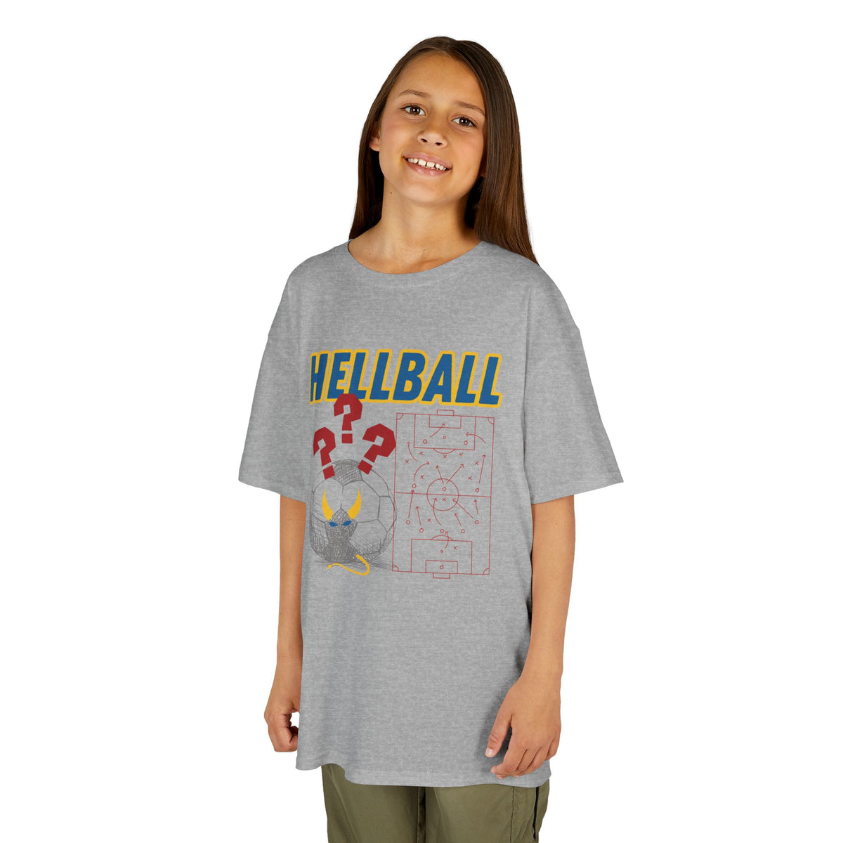 Kids T‑Shirt — "HELLBALL" Graphic Tee with Demon Ball and Game Plan