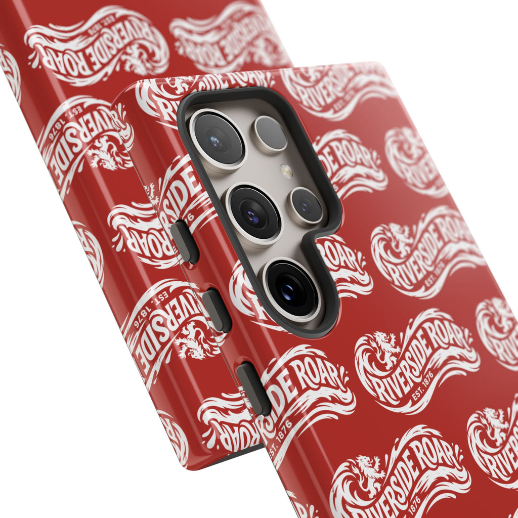 Riverside Roar Patterned Tough Case (White on Red) iPhone & Samsung
