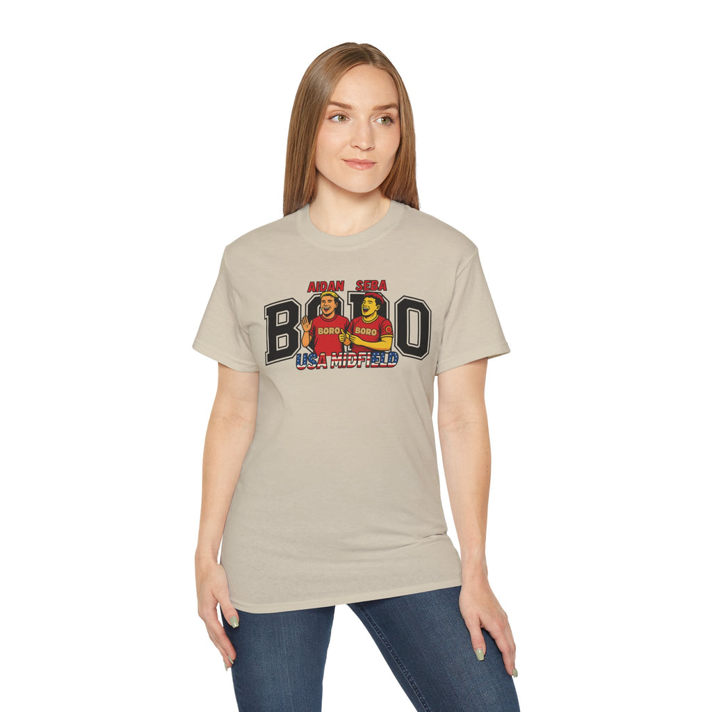 American Midfield — "Aidan & Seba, Boro's USA Midfield" Graphic T-Shirt
