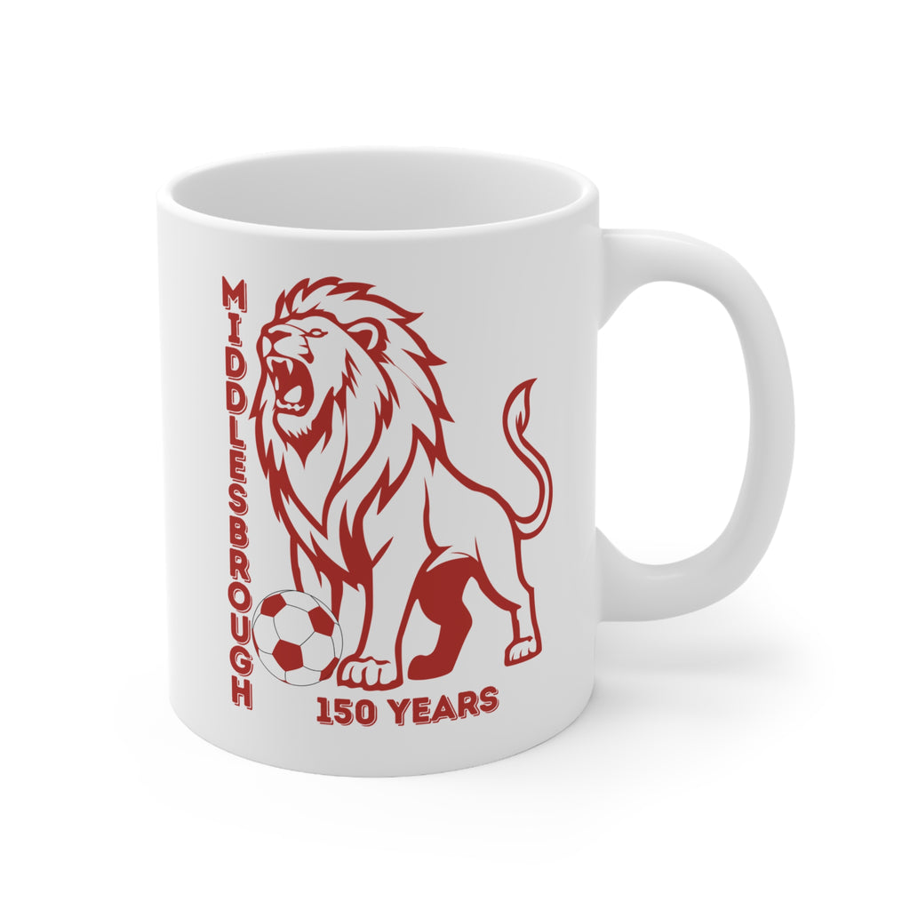 Middlesbrough 150 Years Lion Football Ceramic Mug — 11oz & 15oz Commemorative Coffee Cup