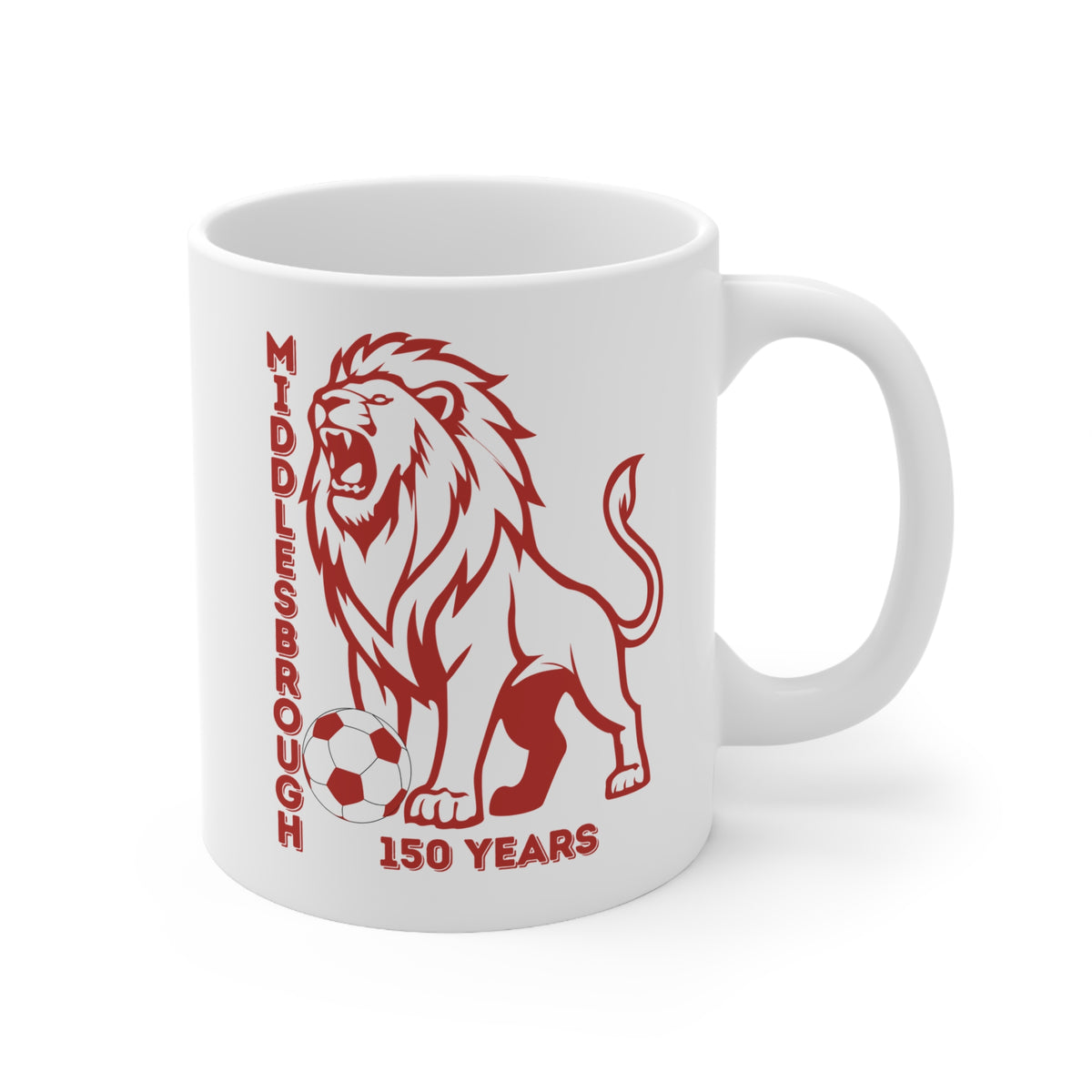 Middlesbrough 150 Years Lion Football Ceramic Mug — 11oz & 15oz Commemorative Coffee Cup