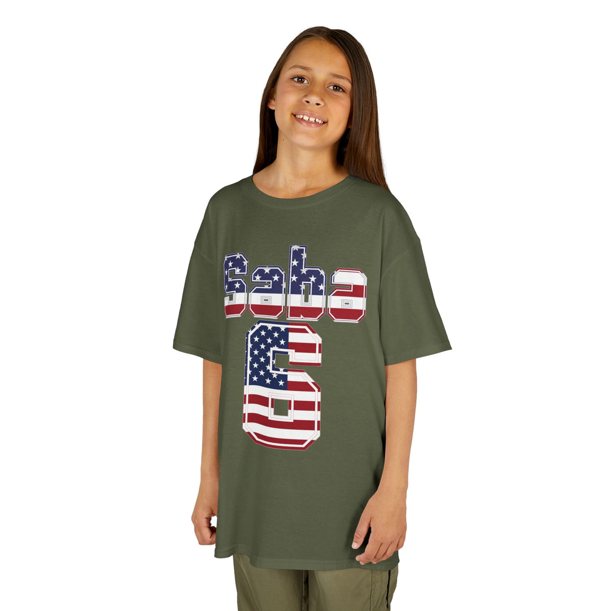 Kids Shirt 'Saba 6' American Flag BORO Shirt, Sabastian Berhalter is our Number 6 'Front print'