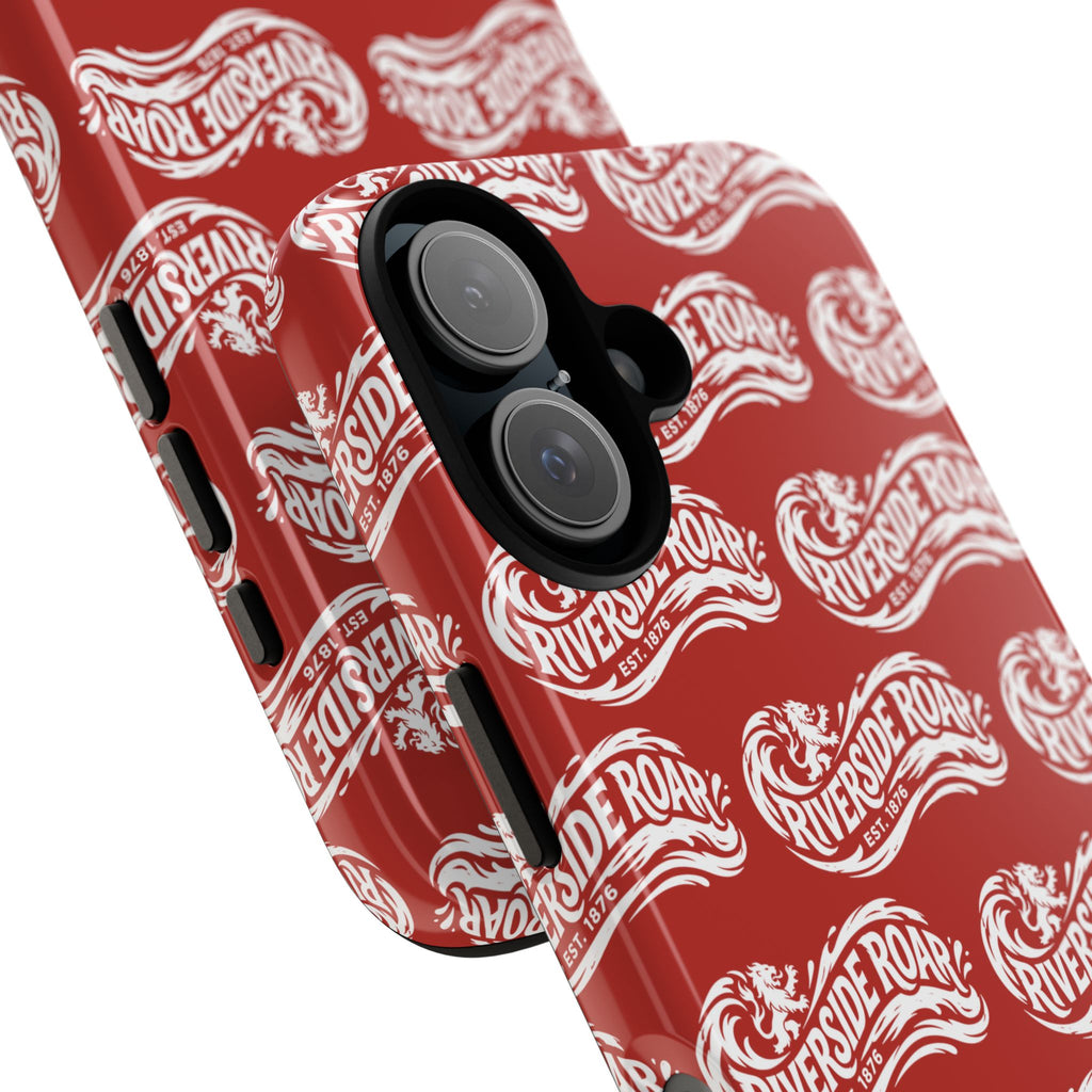 Riverside Roar Patterned Tough Case (White on Red) iPhone & Samsung