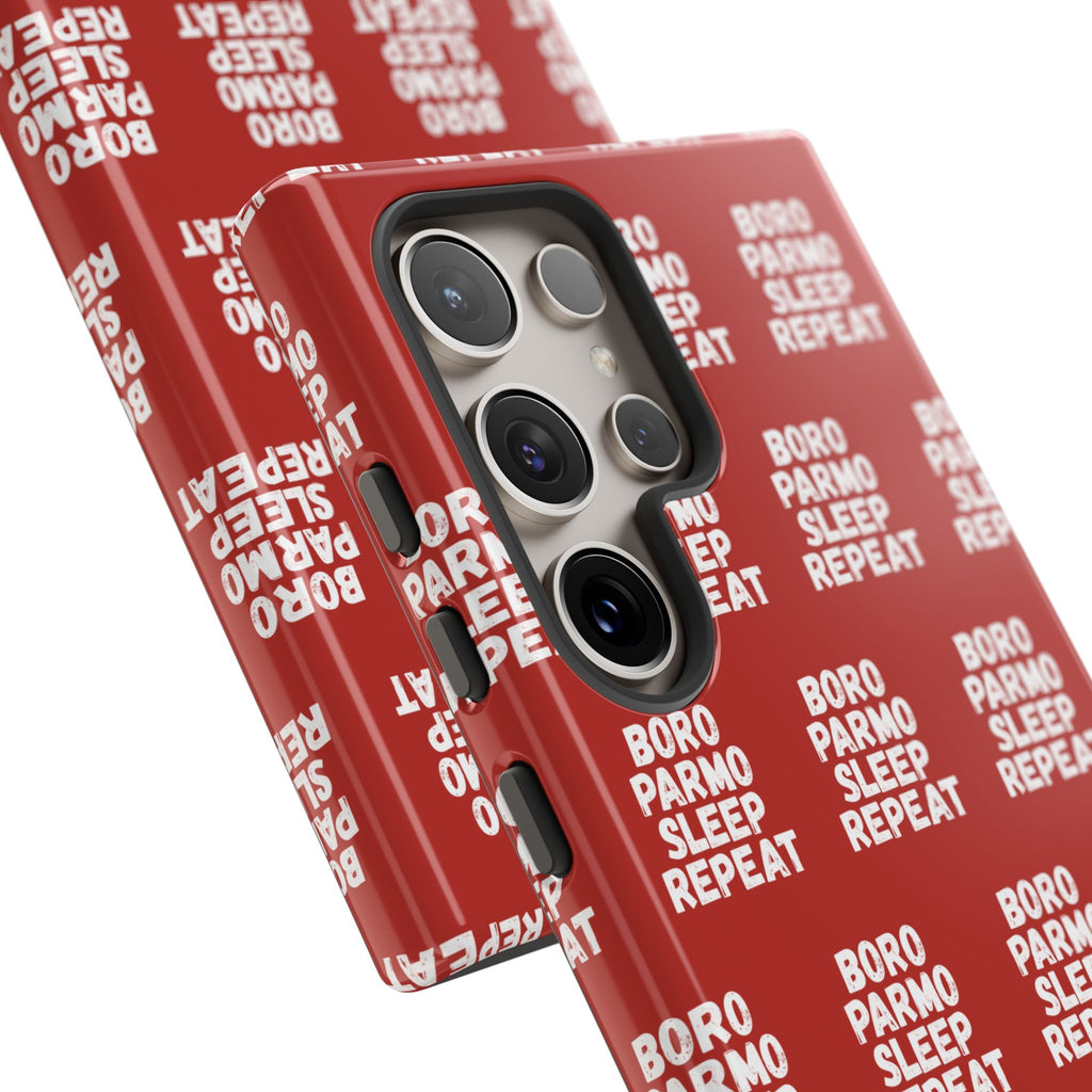 "BORO PARMO SLEEP REPEAT" Phone Case — Red Pattern Tough Case